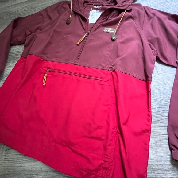 NWT LL BEAN Mountain Classic Anorak Jacket womens large burgundy/nautical red - Picture 2 of 7